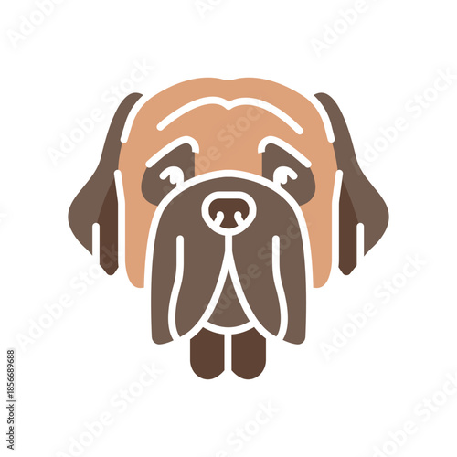 mastiff black line icon for digital and print projects. Dog breed.