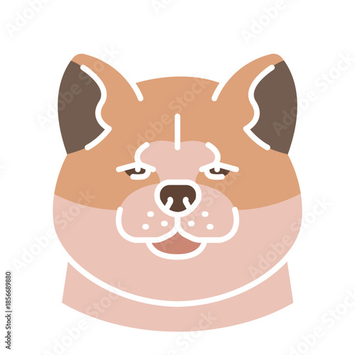 akita black line icon for digital and print projects. Dog breed.
