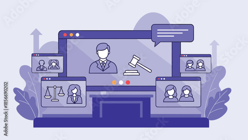 Online Legal Consultation and Court Hearing Concept, Generative AI.