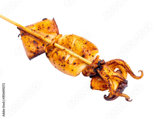 Grilled Squid Skewer with Tentacles and Body.