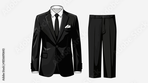 Classic Black Suit and Trousers Formal Menswear Outfit.