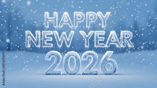 Happy new year 2026 winter wonderland greeting