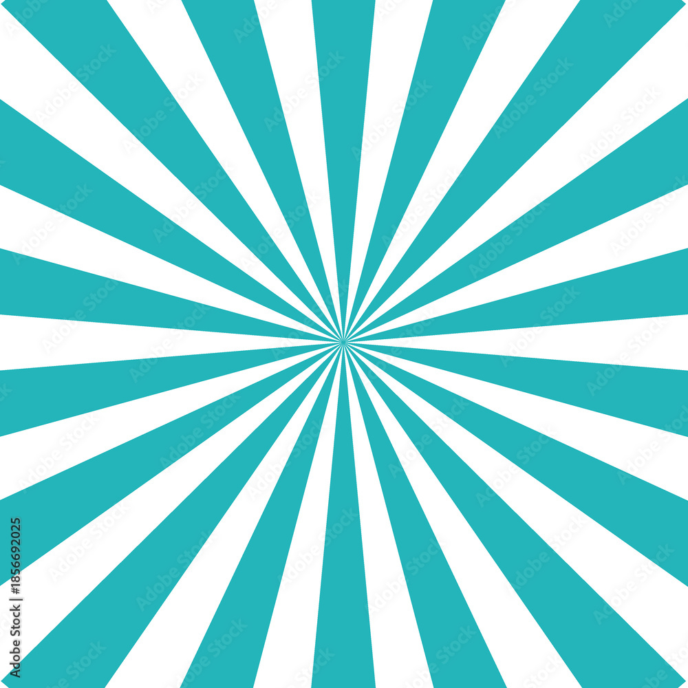 Fototapeta premium Teal and white radial sunburst background with modern style. Ideal for fresh branding, web backgrounds, posters, tech designs, and creative visuals.