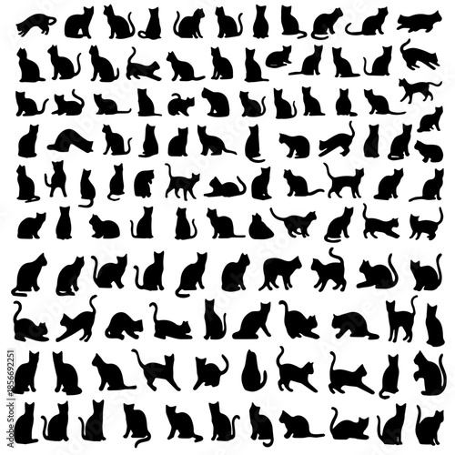 Wallpaper Mural silhouette pack of cat with all styles Torontodigital.ca