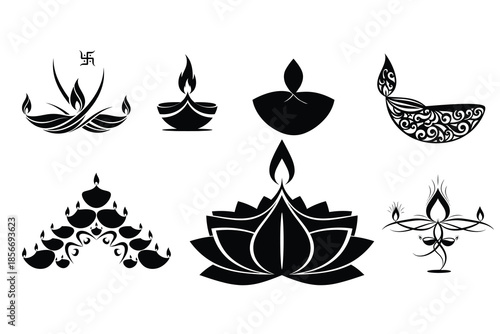 Decorative Diwali Oil Lamp Vector Illustration