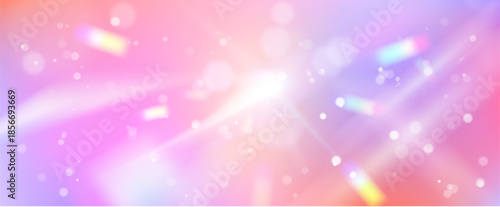 Rainbow gradient background with unicorn sparkles and glittering bokeh. Dreamy princess backdrop with kawaii stars, magical watercolor effect and fairy tale atmosphere for fantasy childish designs.