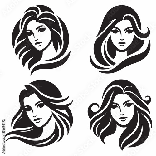 Beautiful woman logo design inspiration vector illustration of woman with long hair