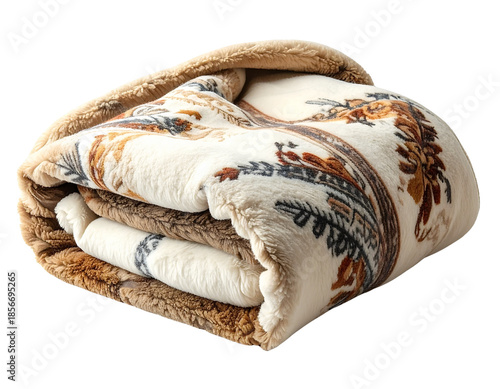 Cozy Folded Quilt with Floral and Leaf Pattern.