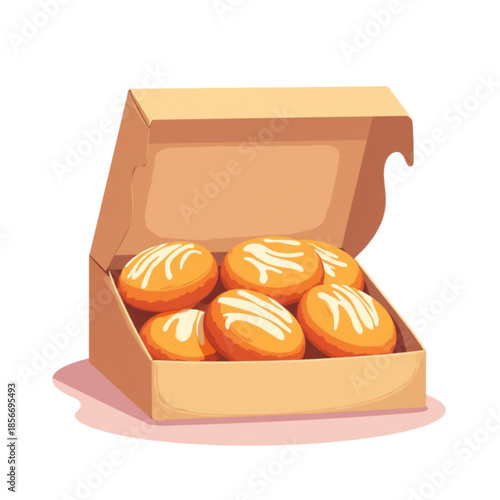 Glazed pastries in box, delightful treats for sweet cravings