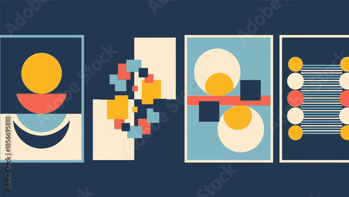 Abstract Geometric Shapes Illustration Series with Modern Minimalist Design
