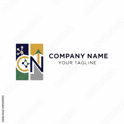 Modern CN logo with abstract network design and upward arrow.