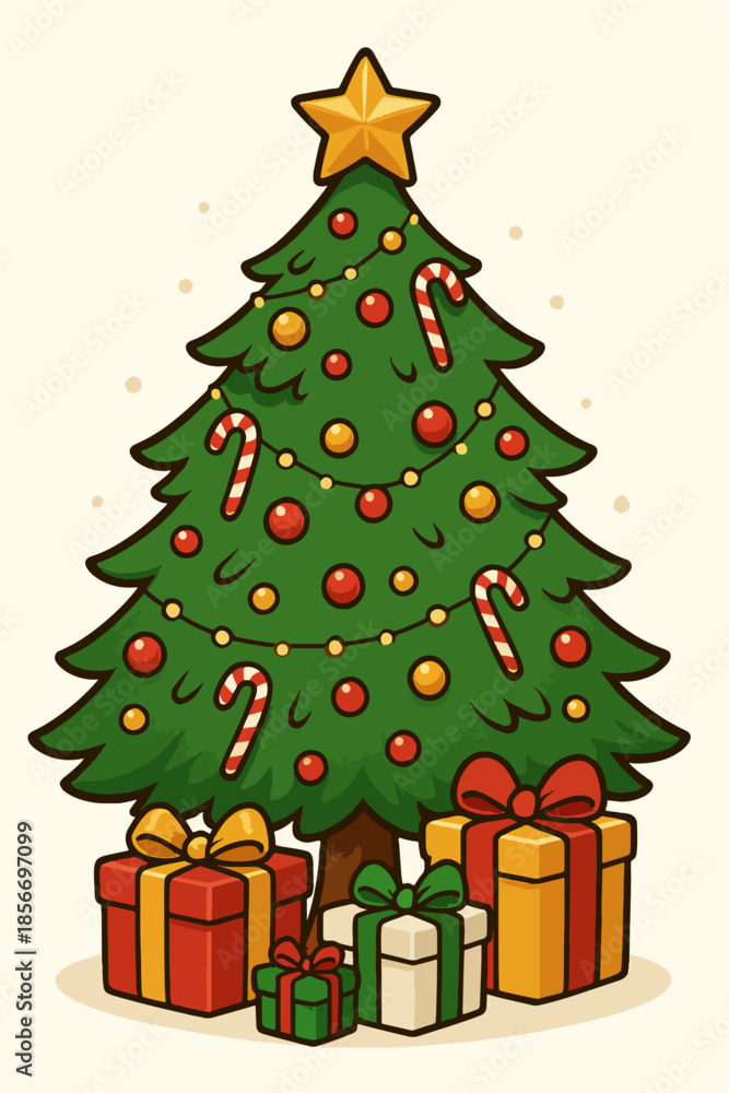 Naklejka premium christmas tree with gifts