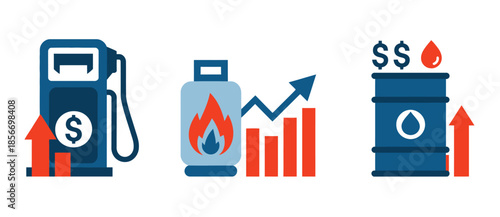 Fuel and energy price increase concept, illustrating economic challenges worldwide, affecting transportation, industries, households, and global development.