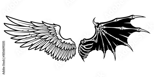 Angel Devil Wings Life and Death Vector Silhouette