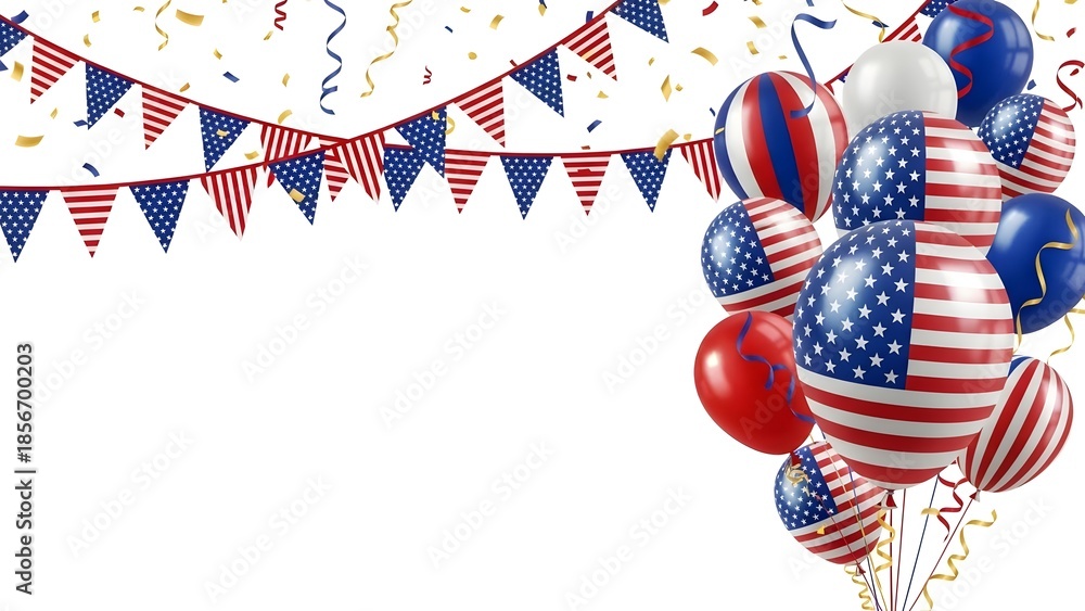 Obraz premium Patriotic balloons and bunting for independence day celebrations