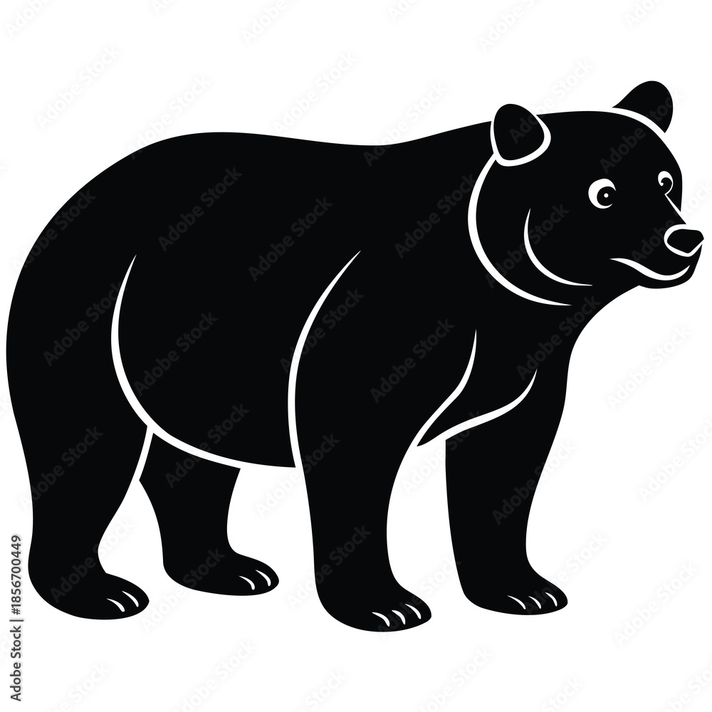 Fototapeta premium Bear silhouettes, bear in various poses, standing, walking, sitting, perfect for wildlife, nature designs, outdoor themes, versatile, visually engaging