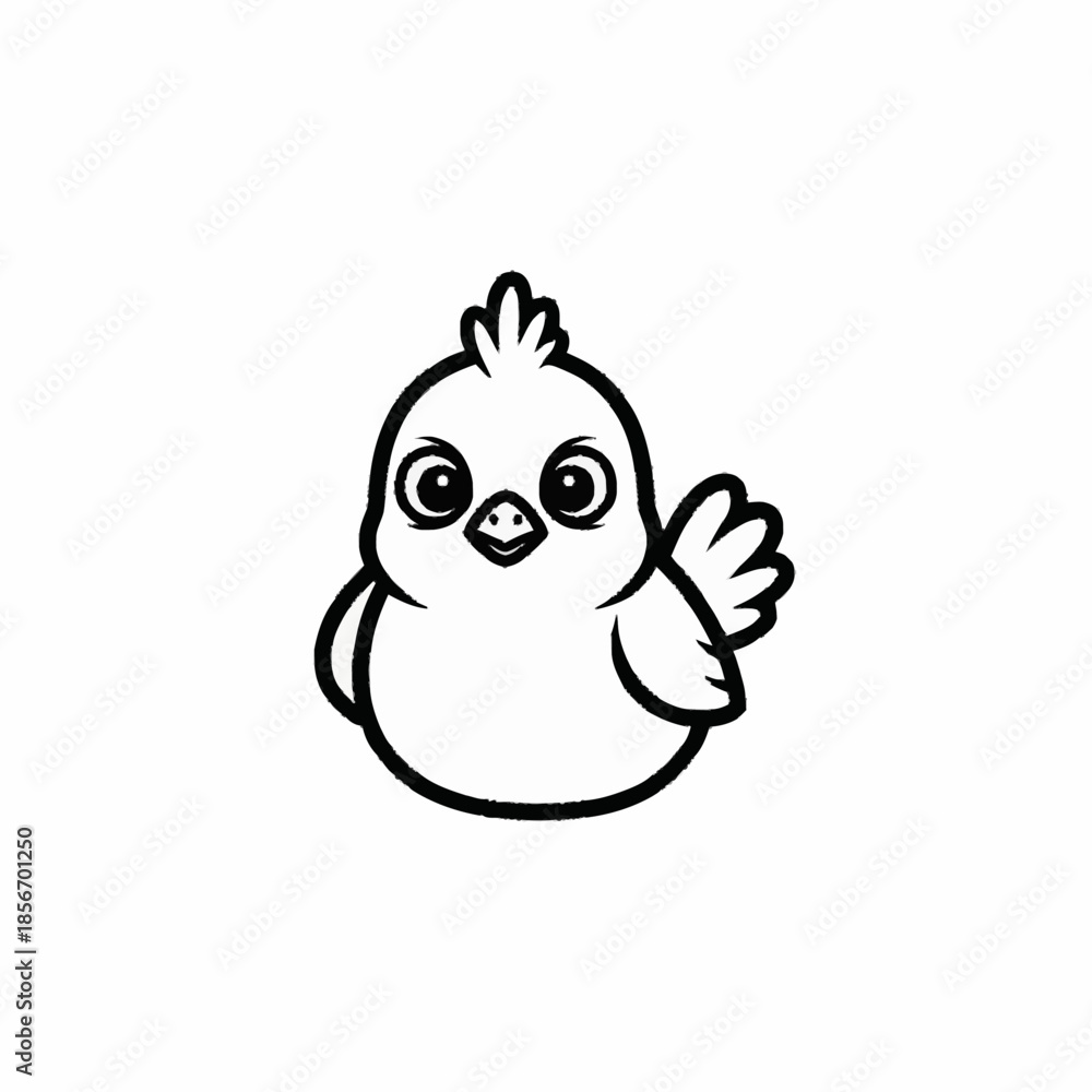 Obraz premium Cute Cartoon Chick Waving Hello.