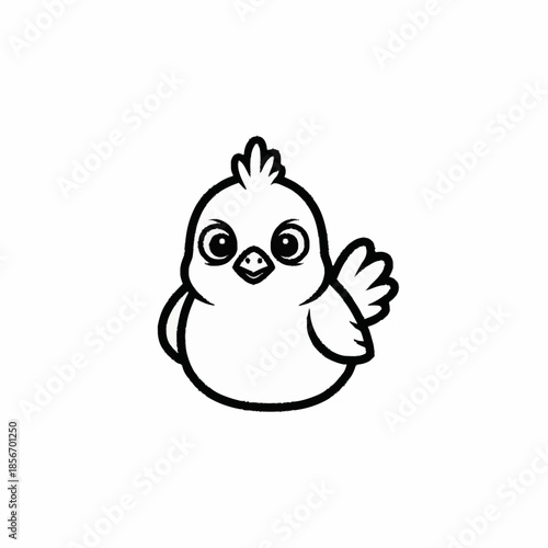 Cute Cartoon Chick Waving Hello.