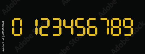 LED digital board electronic style display, cyan clock numbers 0 to 9 for scoreboard signage information panels sports games and schedules.