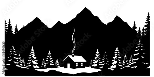 Nordic Noir Pine Forest Cabin Thriller Silhouette