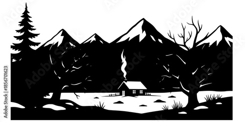 Nordic Noir Pine Forest Cabin Thriller Silhouette