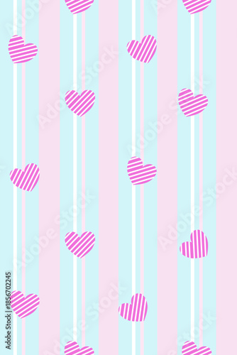 seamless striped pattern with Pink Heart design for wallpaper ,carpet,scarf,fabric,textiles ,wrapping paper and backgrounds.	