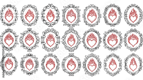Fiery Hearts Collection: Emblems of Passion and Intensity 