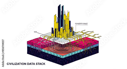 Abstract representation of a data stack visualizing civilization's complex layers and interconnected structures.