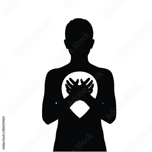 silhouette of a human shadow shaped like it is gently holding something invisible