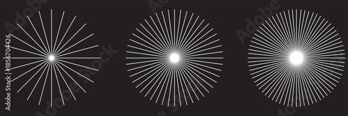 Abstract radial line pattern progression. Minimalist abstract illustration showing radial line patterns evolving in density, symbolizing motion, focus, geometry, and visual rhythm . 