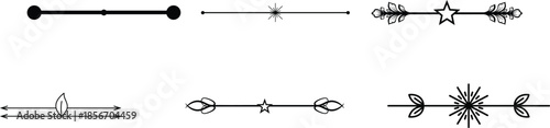 set of various artistic lines and dividers with decorative elements