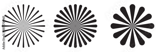 Abstract radial line pattern progression. Minimalist abstract illustration showing radial line patterns evolving in density, symbolizing motion, focus, geometry, and visual rhythm . 