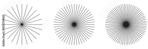 Abstract radial line pattern progression. Minimalist abstract illustration showing radial line patterns evolving in density, symbolizing motion, focus, geometry, and visual rhythm . 