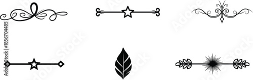 Set of various black graphic design elements and dividers on white background