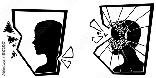 Broken Mirror Shards Psychological Drama Silhouette
