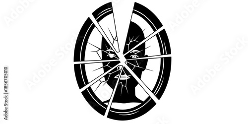 Broken Mirror Shards Psychological Drama Silhouette