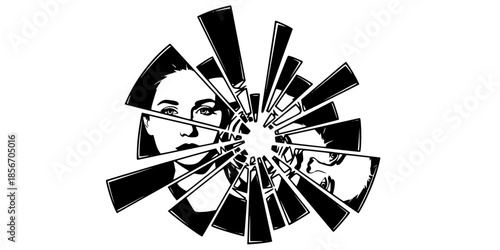 Broken Mirror Shards Psychological Drama Silhouette