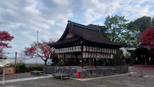 Wallpaper Mural Traditional Kyoto shrine with lanterns, serene atmosphere, autumn trees Torontodigital.ca