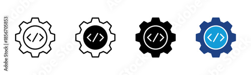 Code icon set multiple style collection