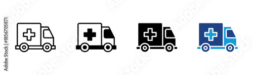 Ambulance icon set multiple style collection