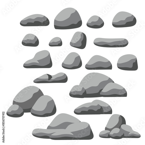 Set of stones, isolated elements for backgrounds. Vector illustration