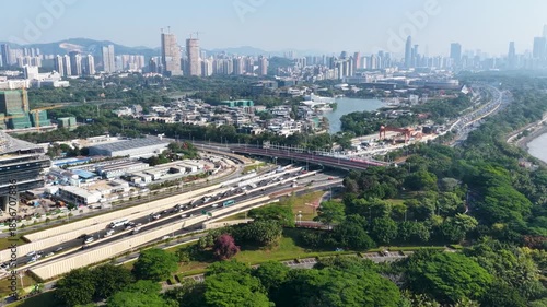 ShenZhen downtown, Nanshan  district. Busy road and city background during rush hour 
