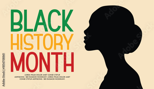 Black History Month Poster with African Woman Silhouette and Pan-African Colors