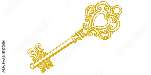 Vintage Skeleton Key Mystery Secret Silhouette