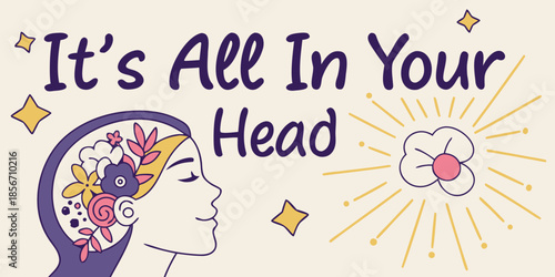 Mental Health Awareness Illustration with Floral Brain Concept