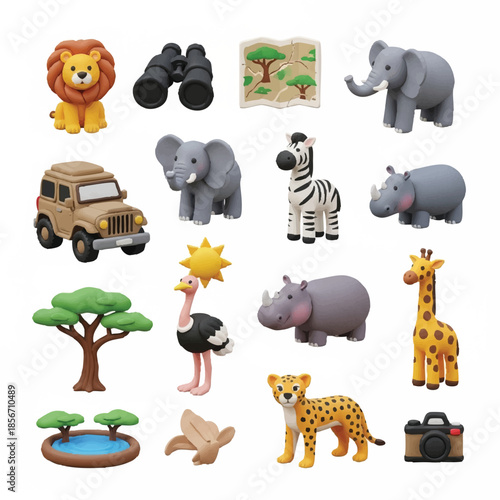 Safari adventure animals icons