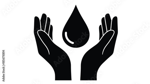 Hands cupping a water droplet symbolising care preservation and the importance of water resources