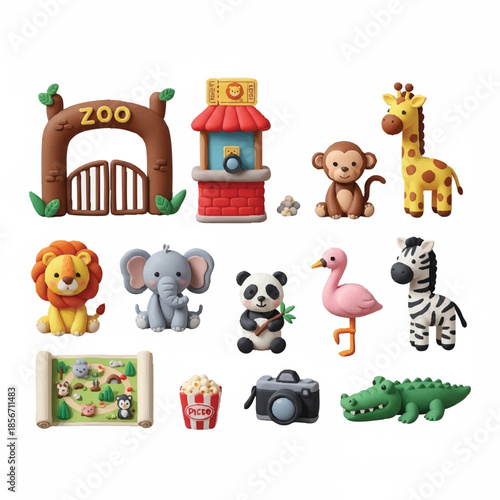 Zoo animals and attractions toy set