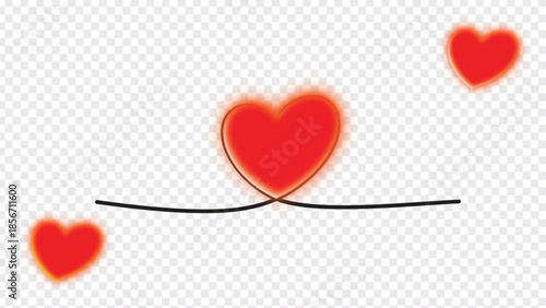 Floating hearts with glow