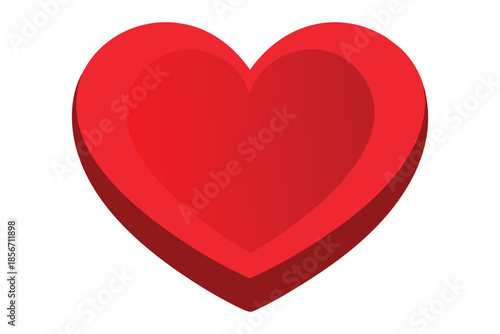 3D Red Heart Shape on Transparent Background